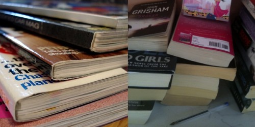 Examples of perfect binding - magazines and paperback novels - Left: from Flickr user bravenewtraveler - Right: from Flickr user dinoboy